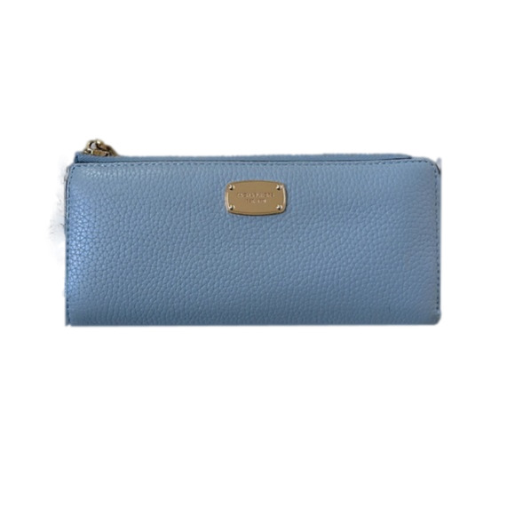 Michael Kors Collection Handbags - MICHAEL Kors Baby Blue Three Quarter Zip Leather Wallet